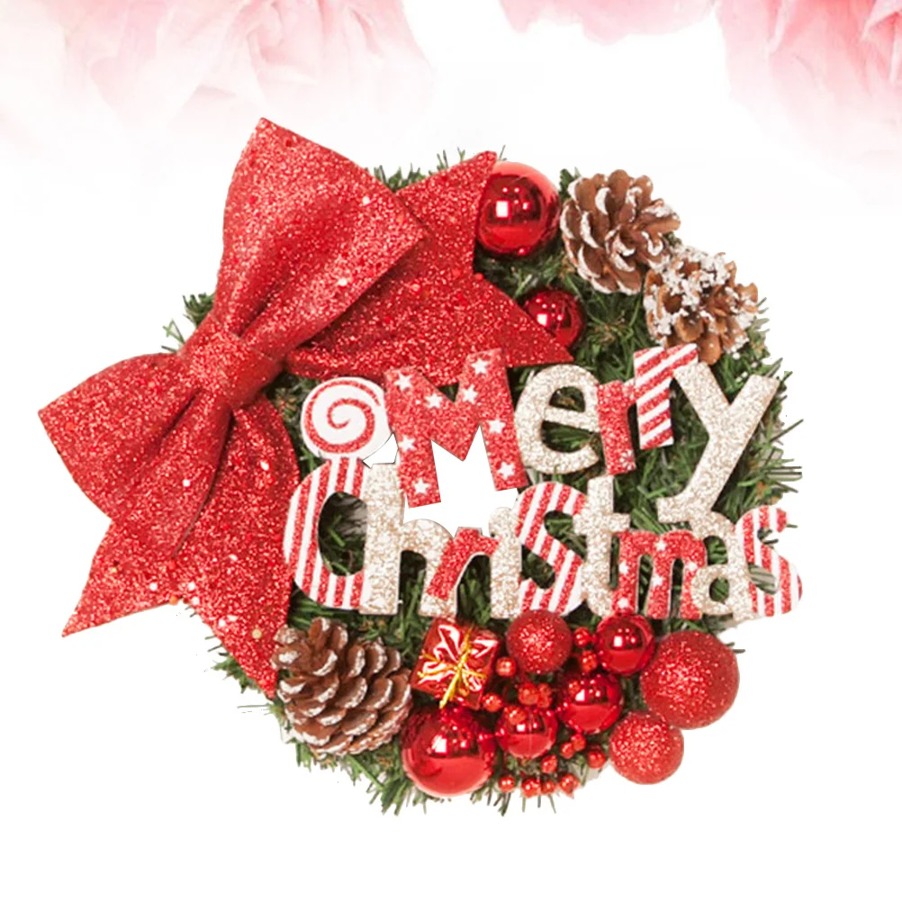 

30Cm Red Christmas Wreath Festive Hanging Garland For Door Wall Window Party Home Decoration Reusable Holiday