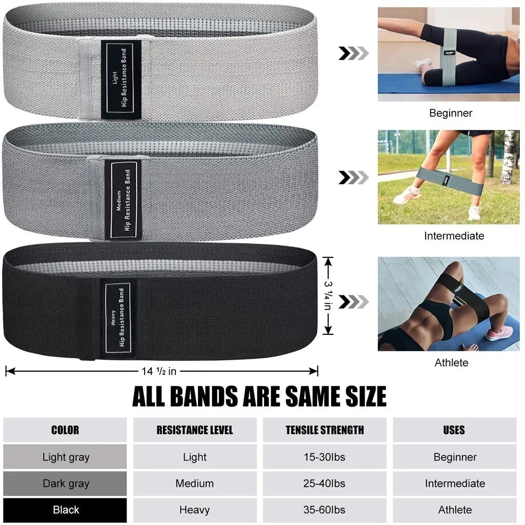 WOSWEIR 1 PC Elastic Rubber Bands Set for Women Men for Fitness Gym Home Resistance Booties Band Hip Circle Expander Workout