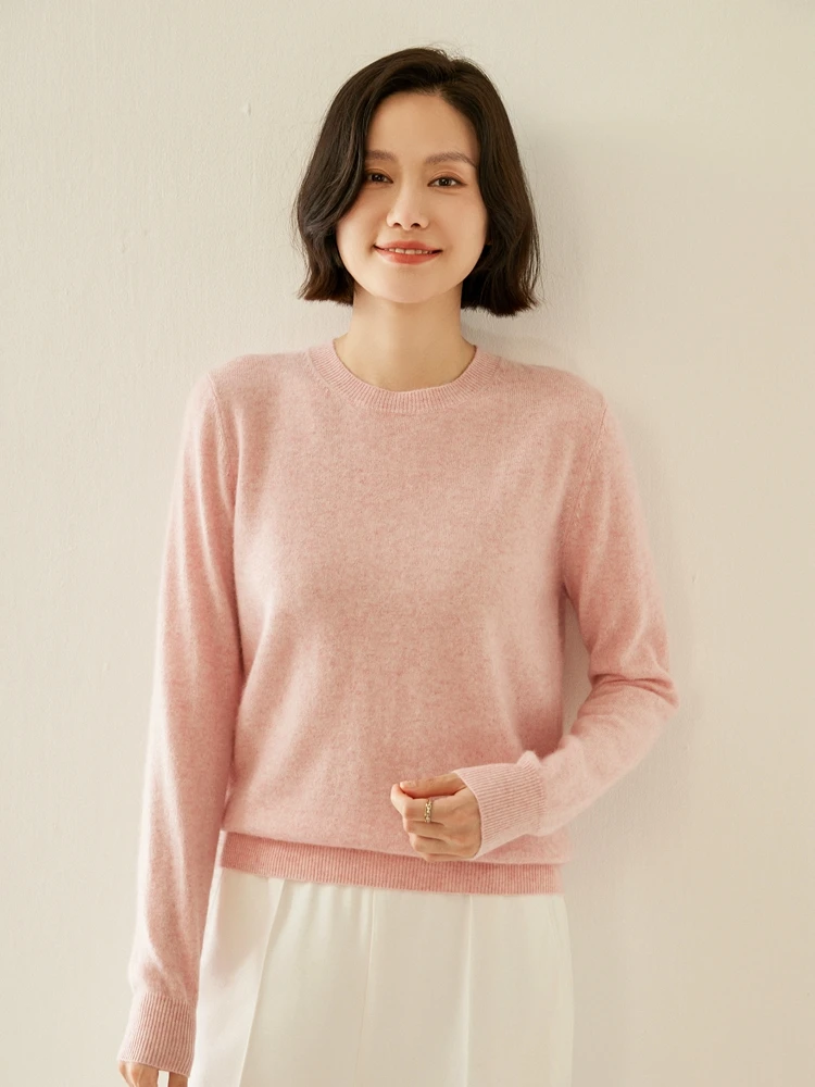 Choice Women Autumn Winter Cashmere Sweater Basic Bottom Pullover O-Neck Casual Simple 100% Cashmere Knitwear Clothing Tops