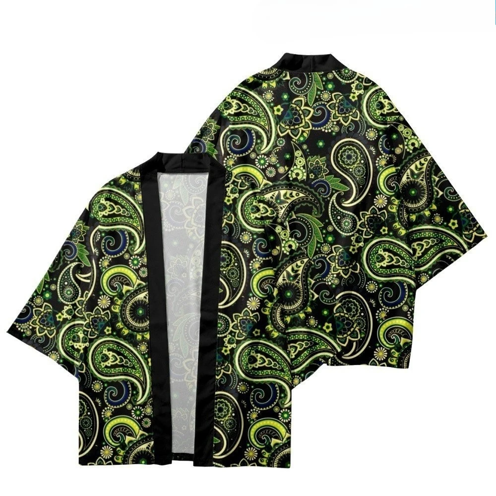 سترة صيفية للرجال من Haori - نمط الكيمونو الياباني بطباعة ثلاثية الأبعاد رداء حمام خفيف الوزن لتغطية ملابس بوهو العرقية #6