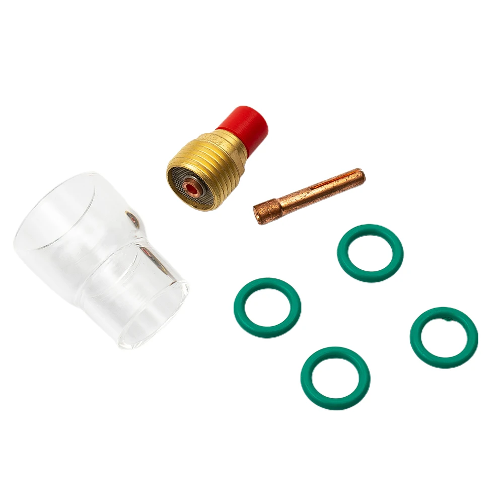 Kit completo di saldatura TIG da 7 pezzi con lenti a gas tozze e # 12 bicchieri in vetro per tutti i modelli WP9WP20WP25