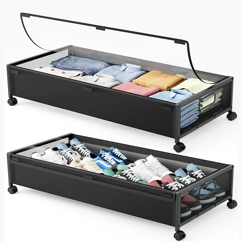 Under bed storage trolley under bed Storage Bedroom clothing shoes books mobile wheeled storage bins