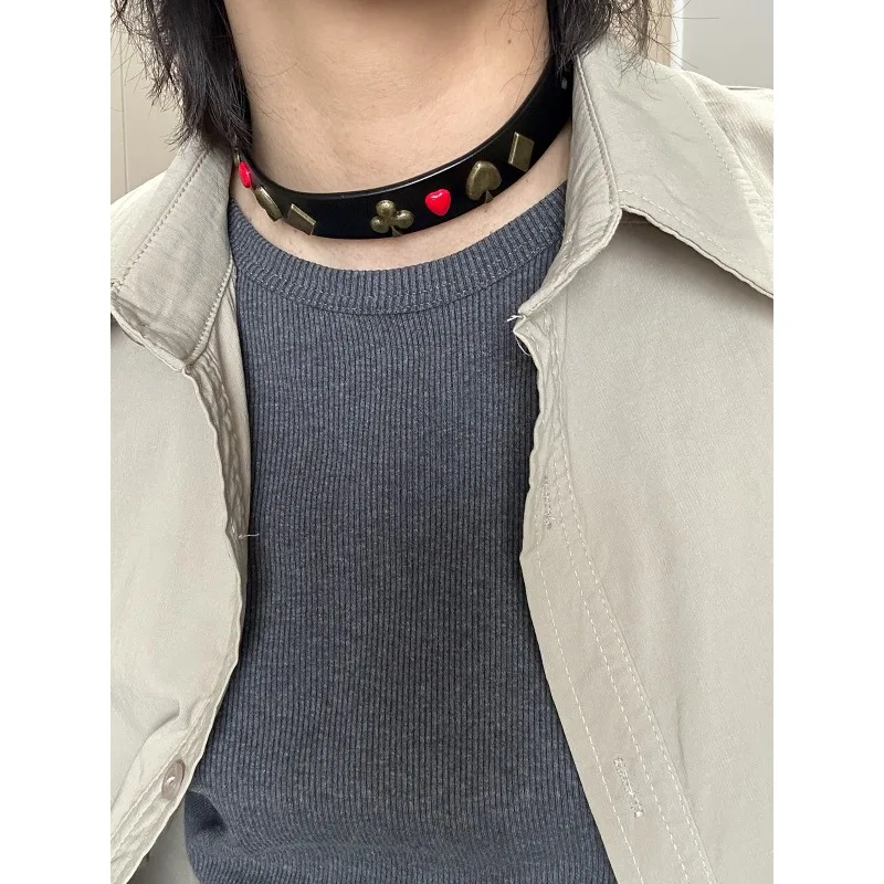 24SS Our Legacy Versatile Poker-patterned Metal Leather Retro-punk Choker Apparel Accessories - view 5