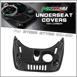 For Vespa GTS300 GTV300 GTS 300 250 Scooter Under seat Real Carbon Fiber Refit Tray Cover Underseat Covers