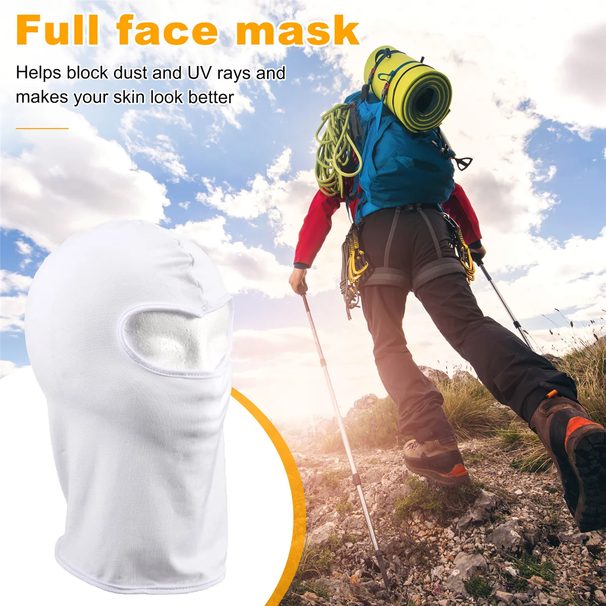 A70P Outdoor Full Face Mask Spandex Balaclava Thin Motorcycle Cycling Ski CS Mask white