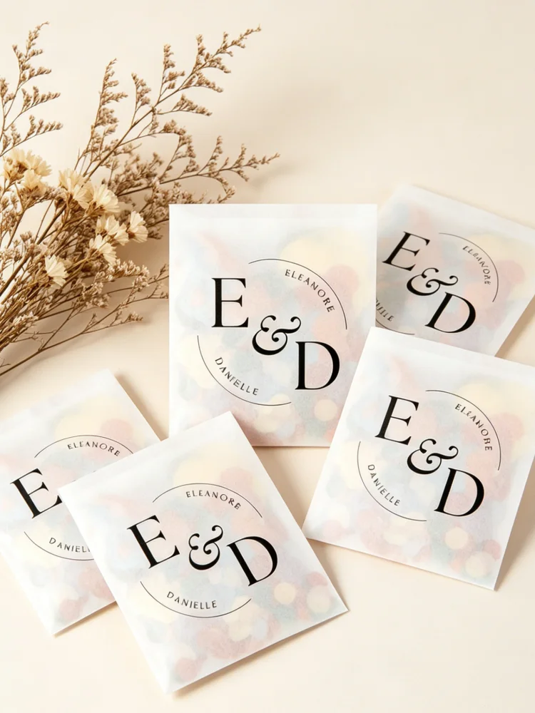 

Personalized Colorful Paper Confetti Pouch Eco Friendly Wedding Party Supplies