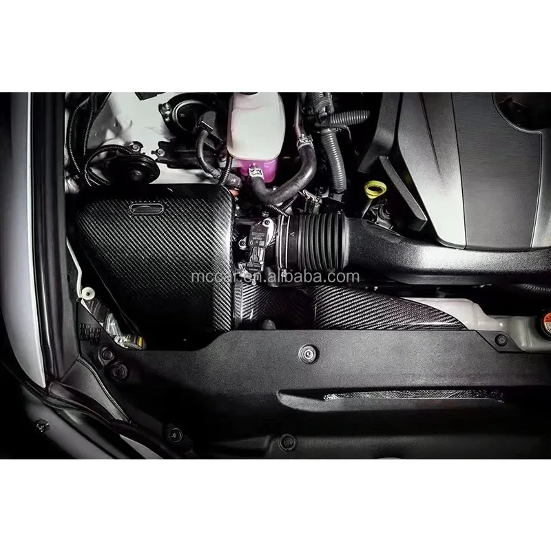 صندوق مدخل هواء من الكربون الجاف الحقيقي لسيارة لكزس GS200T GS300 2.0T 2016 + أنبوب دخول الهواء لإصدار الشارع