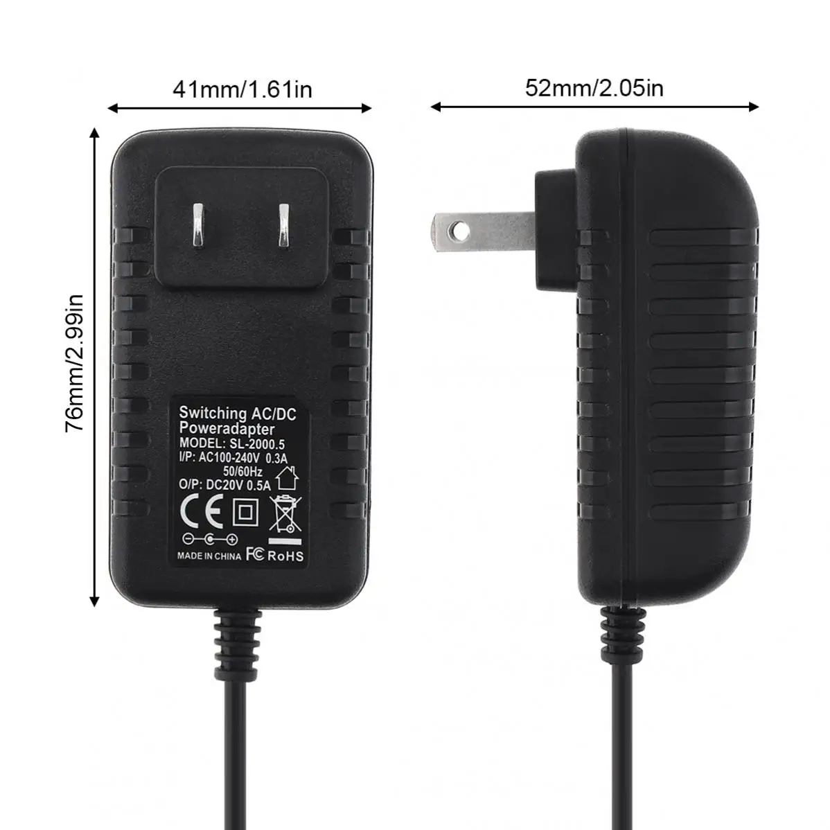 DC 20V 0.5A Power Adapter AC100-240V Universal Power Adapter Supply Charger Adaptor