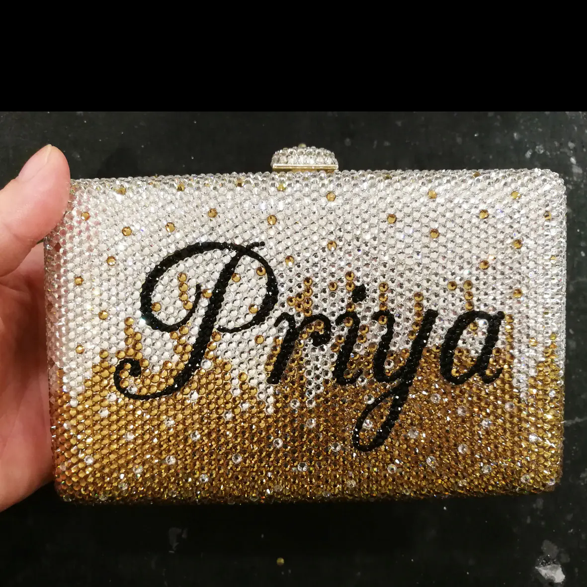 

KHNMEET Customized Name Letters Luxury Evening Bags Fanny Prom Purse Diamond Handbags Full Crystal Clutches sc985