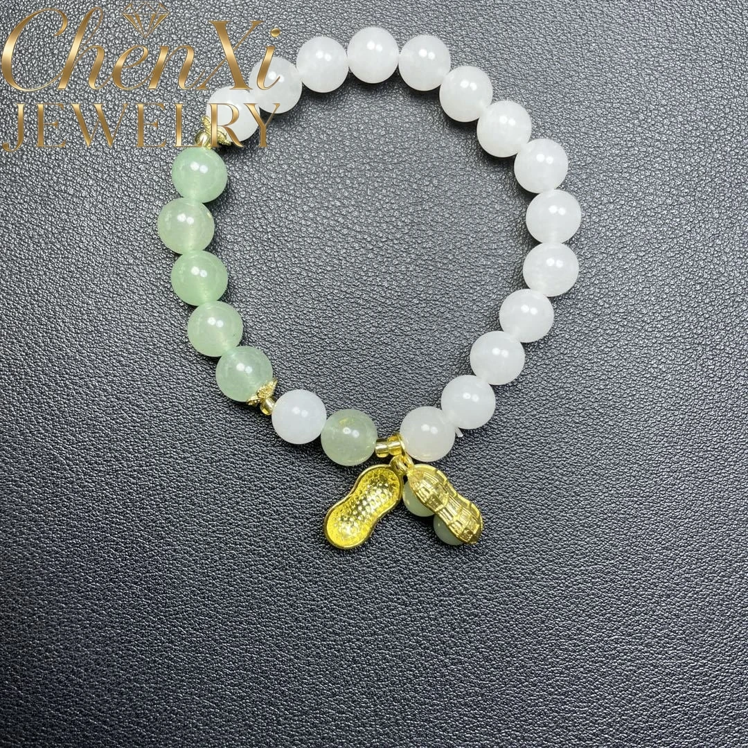 

Элитный браслет из натурального нефрита Хэтянь в форме арахиса: роскошное качество, модные изысканные украшения, элегантный популярный аксессуар, подарок для молодежи