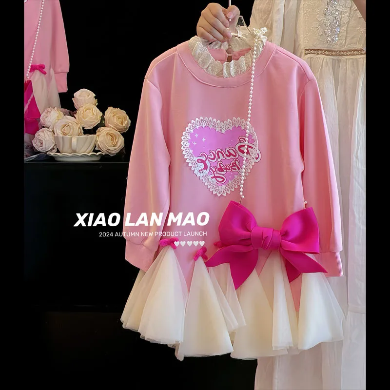 

Girly Heart Fashion Spring Autumn Long Sleeve Dress Baby Clothes 2025 New Children Fashion Princess Skirt Gifts for Kids