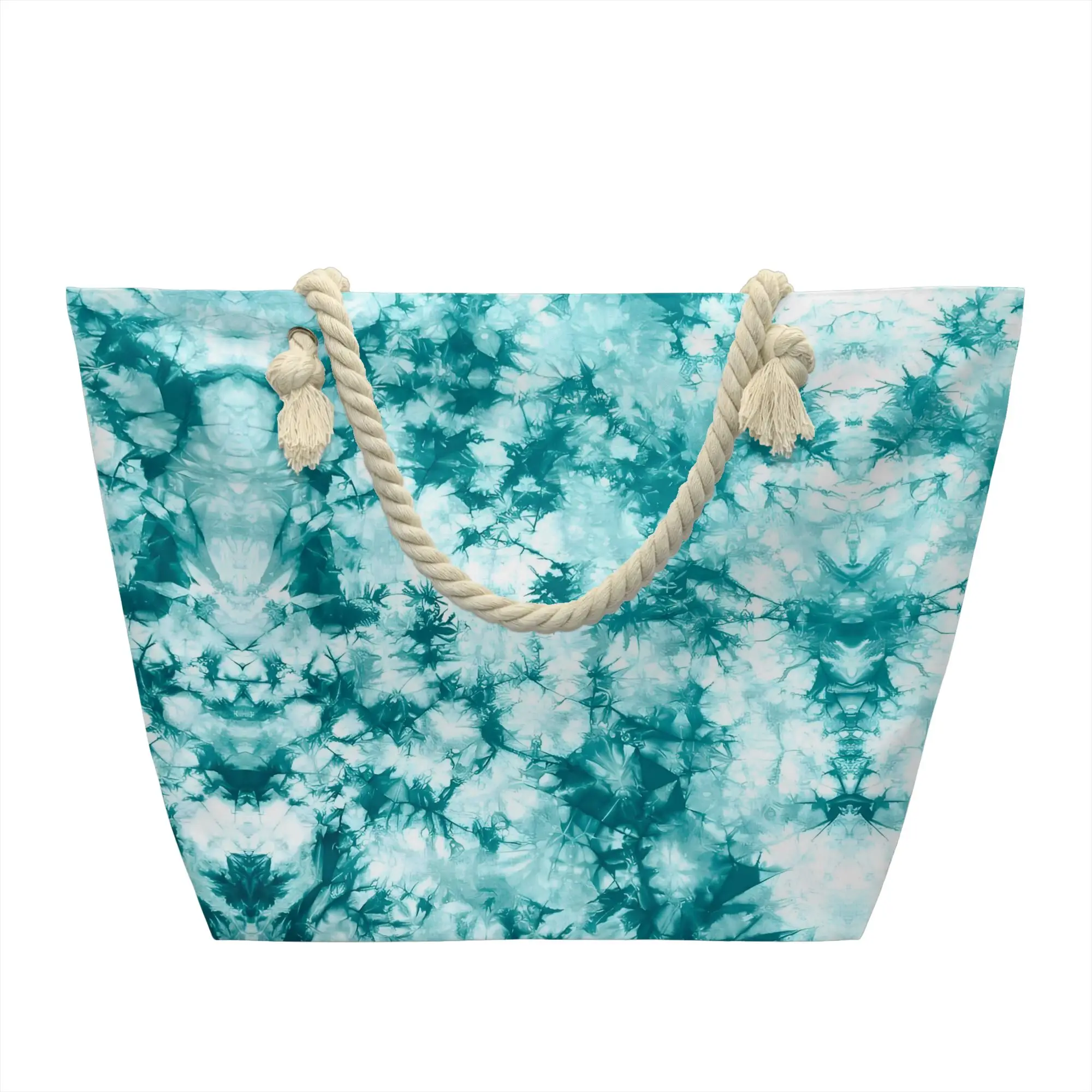 Reusable Tie Dye Shopping Bag Women Shoulder Canvas Tote Bag Portable Abstract Style   Groceries Shopper Bags