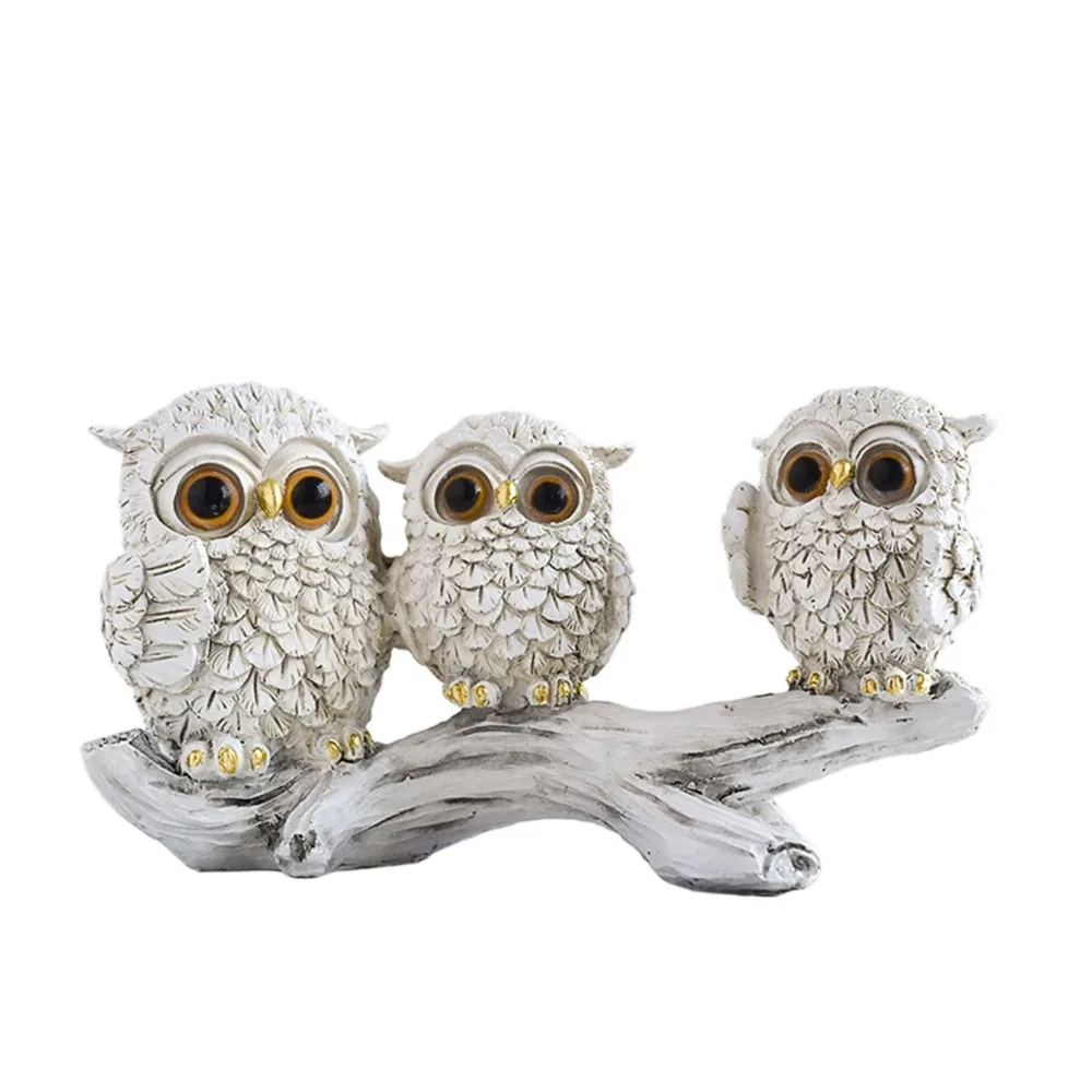 المشهد الصغير الراتنج البومة زخرفة الإبداعية لطيف الحيوان تمثال حية مقاوم للماء مصغرة تمثال النحت خزانة #1