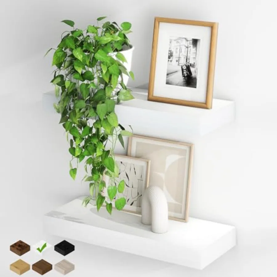 

Floating Shelves for Wall, 0Inch Floating Shelves Set of, Hanging Shelf with Invisible Brackets, Wood Shelves for Living Room,