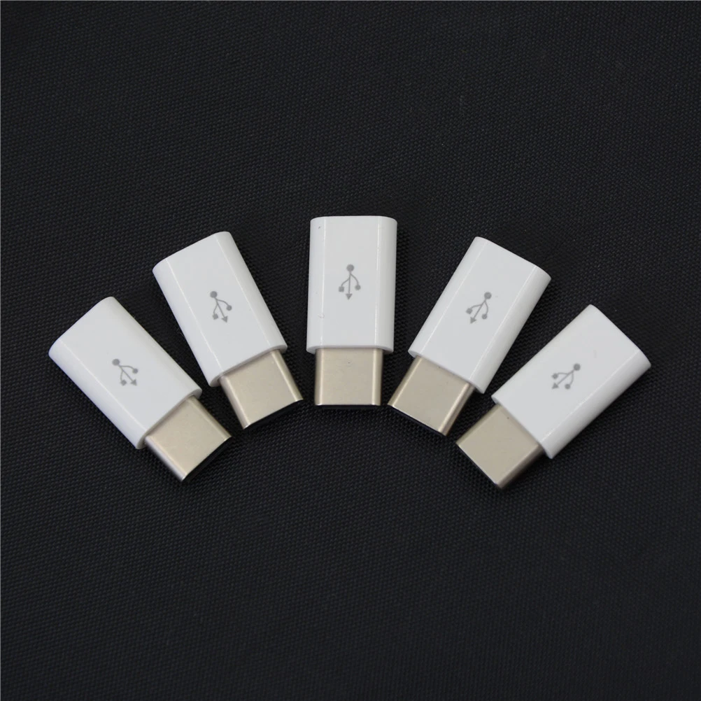 5Pcs Mini Micro USB Female to Type C Male Adapter Connector Phone Data Line Charging Converter Black White