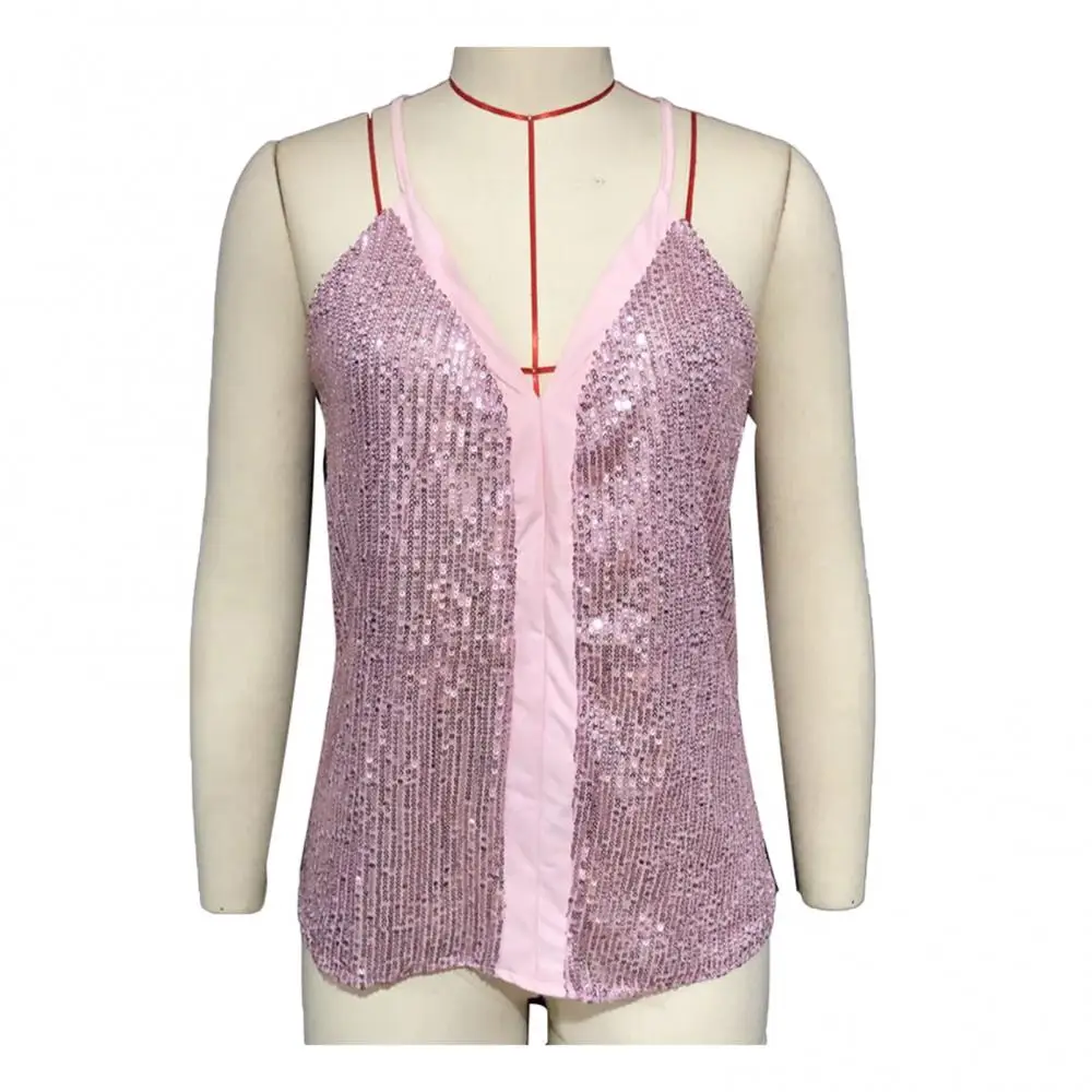 المرأة لامعة الرسن الرقبة تانك الأعلى ، بلوزة السيدات ، قمم للدبابات عارضة ، بلوزة أحادية اللون ، أسود ، بلا أكمام ، أزياء الصيف