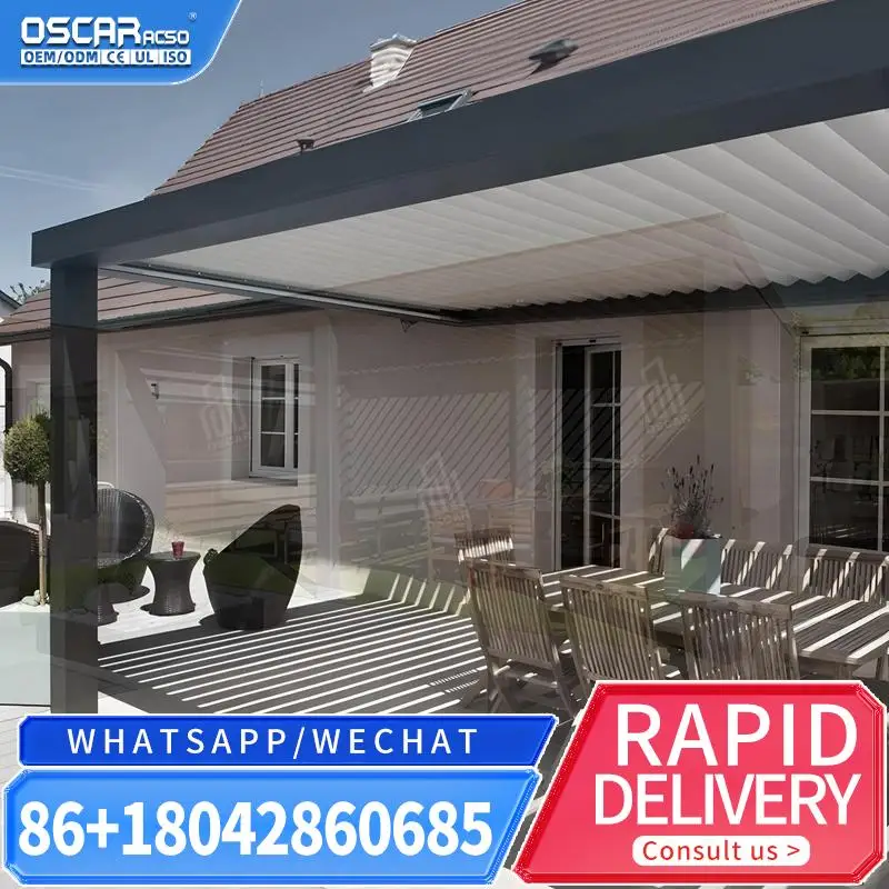 Modern Automatic Outdoor Arches Bioclimatic Aluminium Pergola with Opening Louvred Roof for Patio Garden Courtyard  pergola