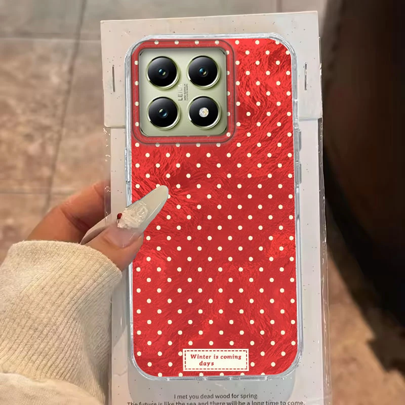 Для Xiaomi 14T Pro 5G 13T Pro 13T 11 Lite 11 Lite 5G NE Чехол для телефона Raspberry Red Polka Dot Для Xiaomi 14T Силиконовые задние сумки из ТПУ
