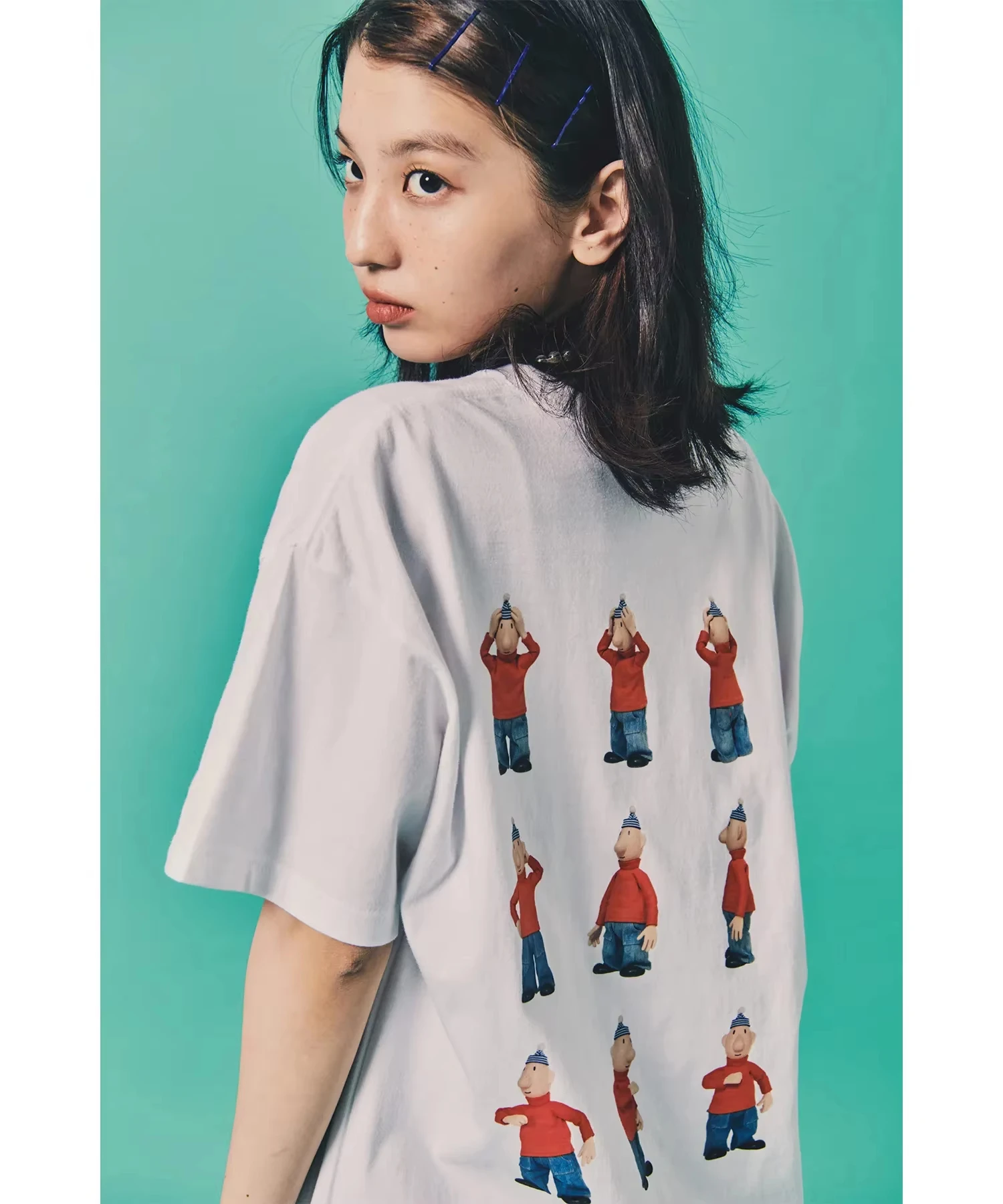Fun Cartoon Character Print Pattern T-shirt Fashion Trend Short Sleeve Crew Neck Harajuku Kawaii T-shirt Women's Y2K Clothing