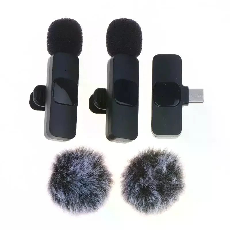 Microfone sem fio K9 mini para gravação de áudio e vídeo para celular Android, laptop, jogos ao vivo e celular.