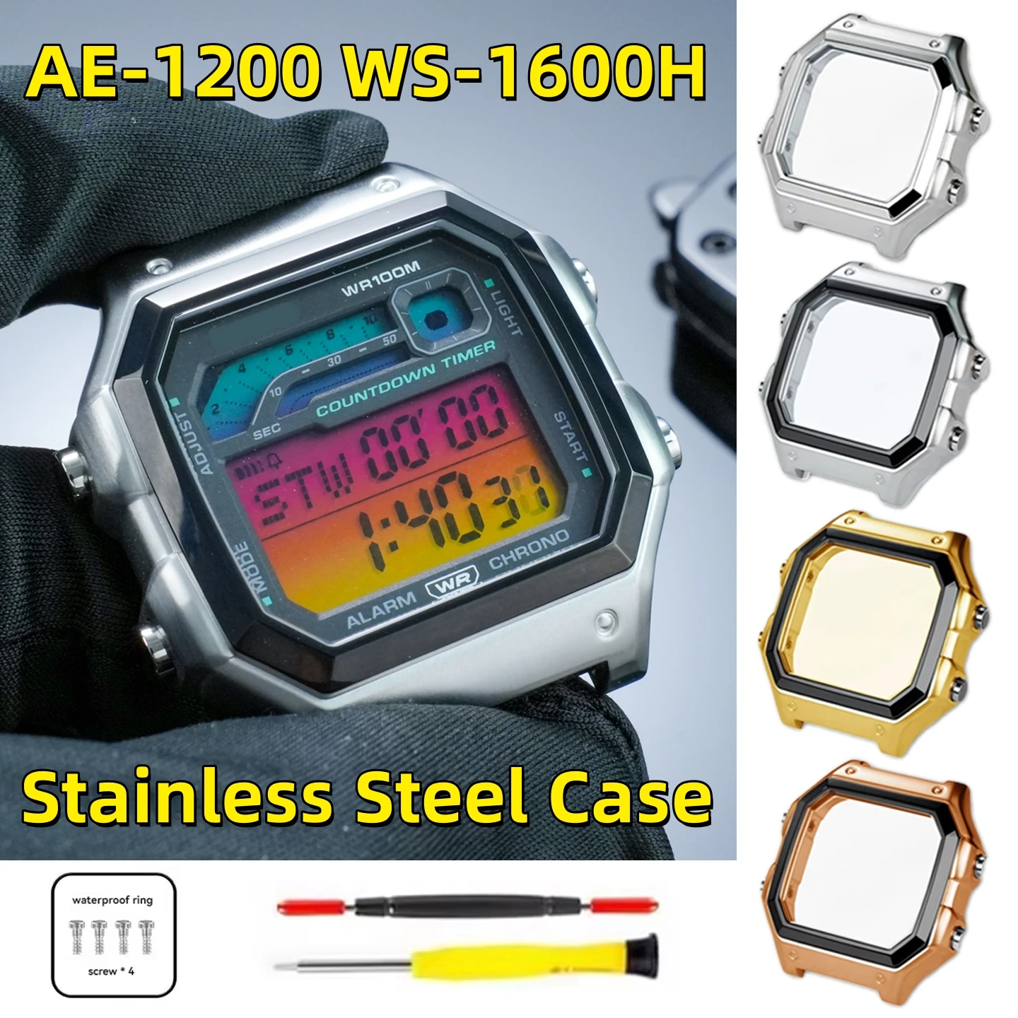 

Ремешок для часов из нержавеющей стали для Casio AE1200 AE-1200WH WS-1600H, металлический браслет, замена корпуса часов, аксессуары и запчасти для часов