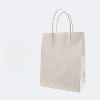 손잡이가 달린 흰색 크래프트 종이 선물 가방, 결혼식 생일 파티 선물 가방, 작은 쇼핑 소매 상품 가방, 3 개