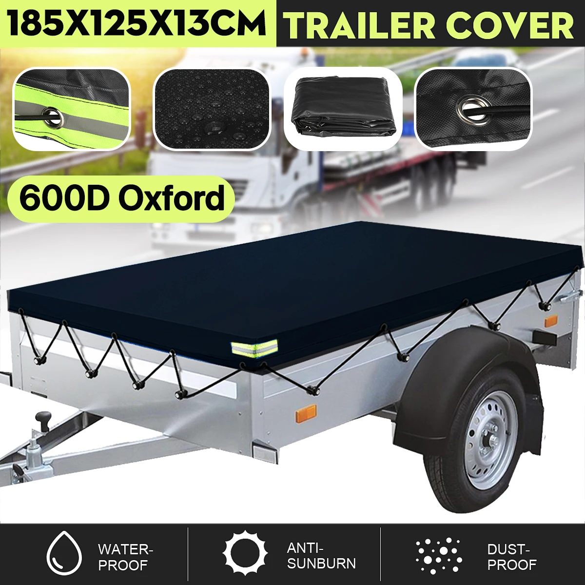 600D Trailer Cover Auto Roof Tent Heavy Duty PVC Dustproof Waterproof Protector Cover Travel Camping Canopy