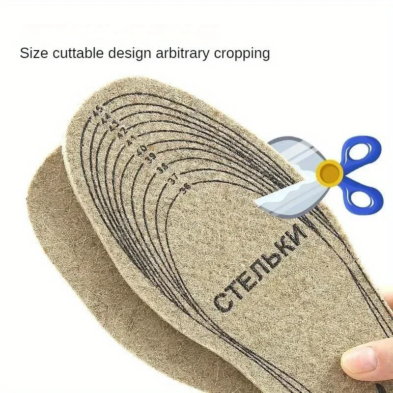 Wool Felt Insoles For Shoes Men Women Warm Shock-absorbing Insoles Shoes Pad Inlegzolen Heren Plantillas Adhesivas Para Zapatos image 6