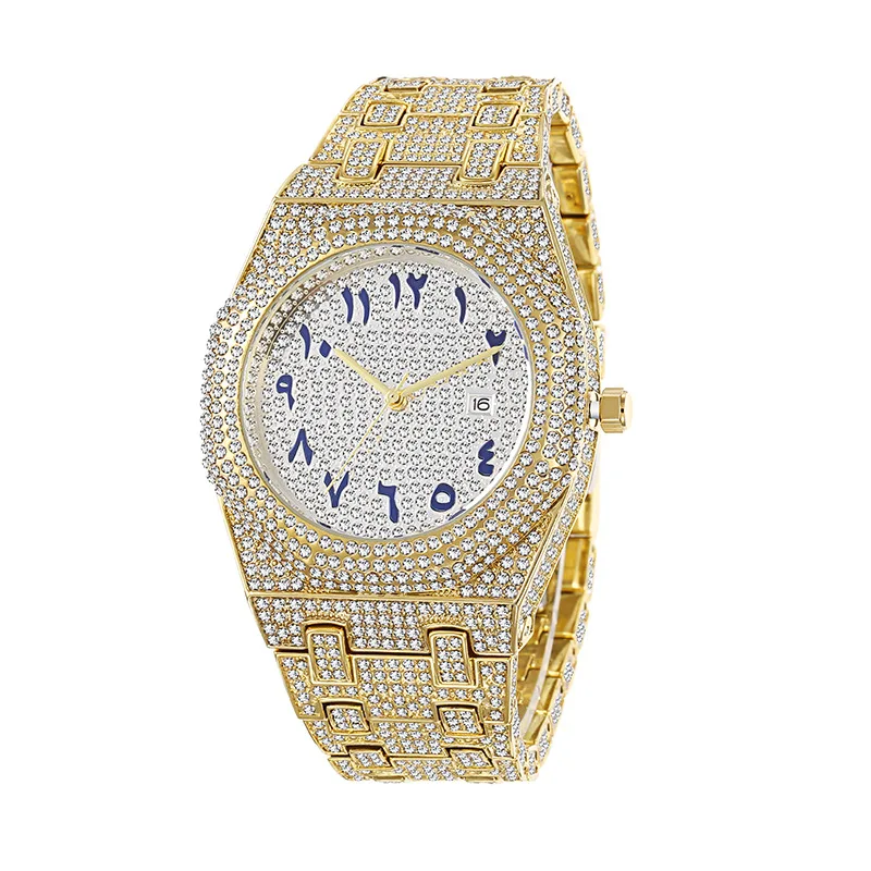 Official brand free shippingEuropean Hip Hop Full Diamond Arabic Scale Niche QuartzMen's Watch