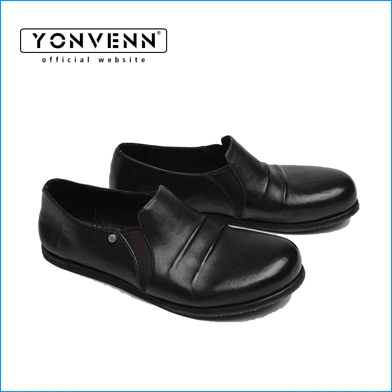 

Advanced black Muller shoes Loafers shoes men's minimalist handmade cowhide clean fit leather washed with water