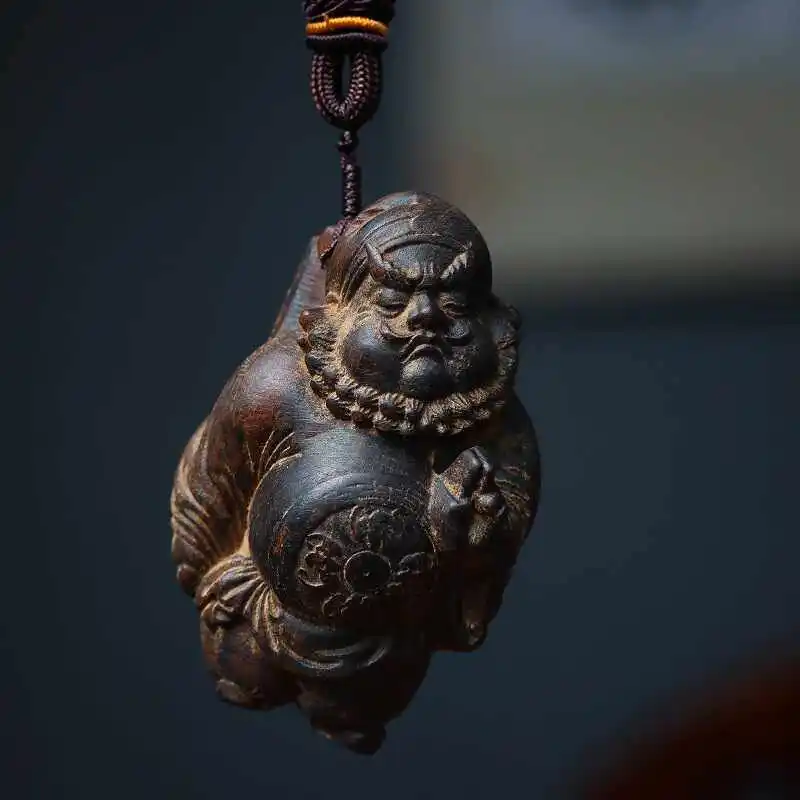 Cz agarwood carved zhongkui handle pendant solid wood character town house bring in wealth and treasure ornaments