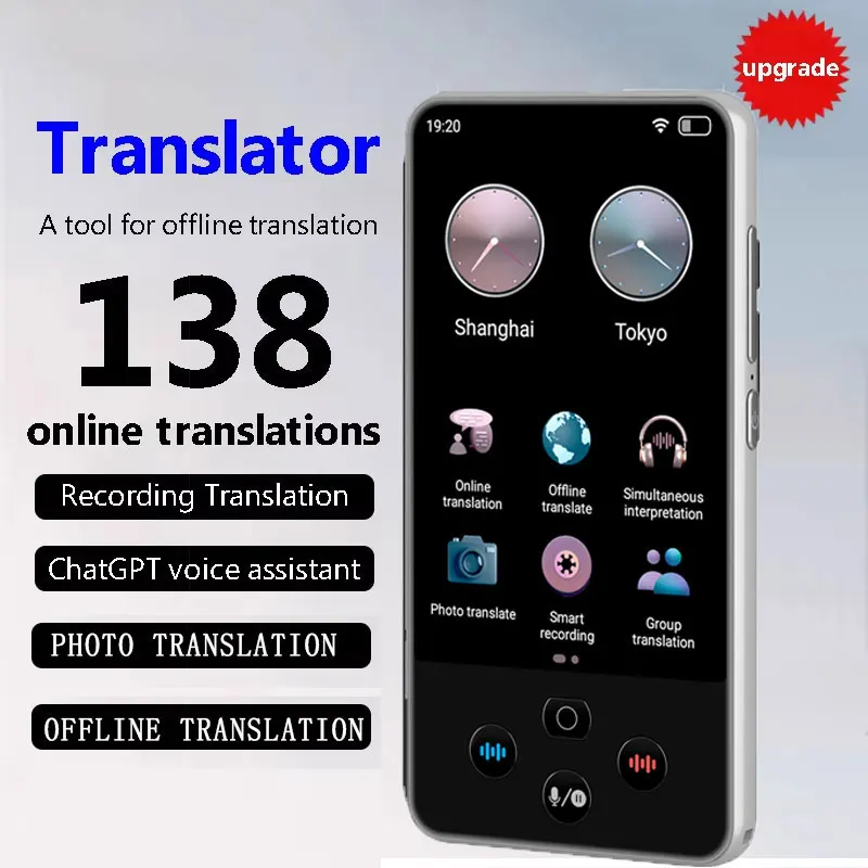 

Portable Audio Translator 138 Language Smart Recording 19 Offline In Real Time ChatGPT AI Voice Photo Group Translation S85 Pro