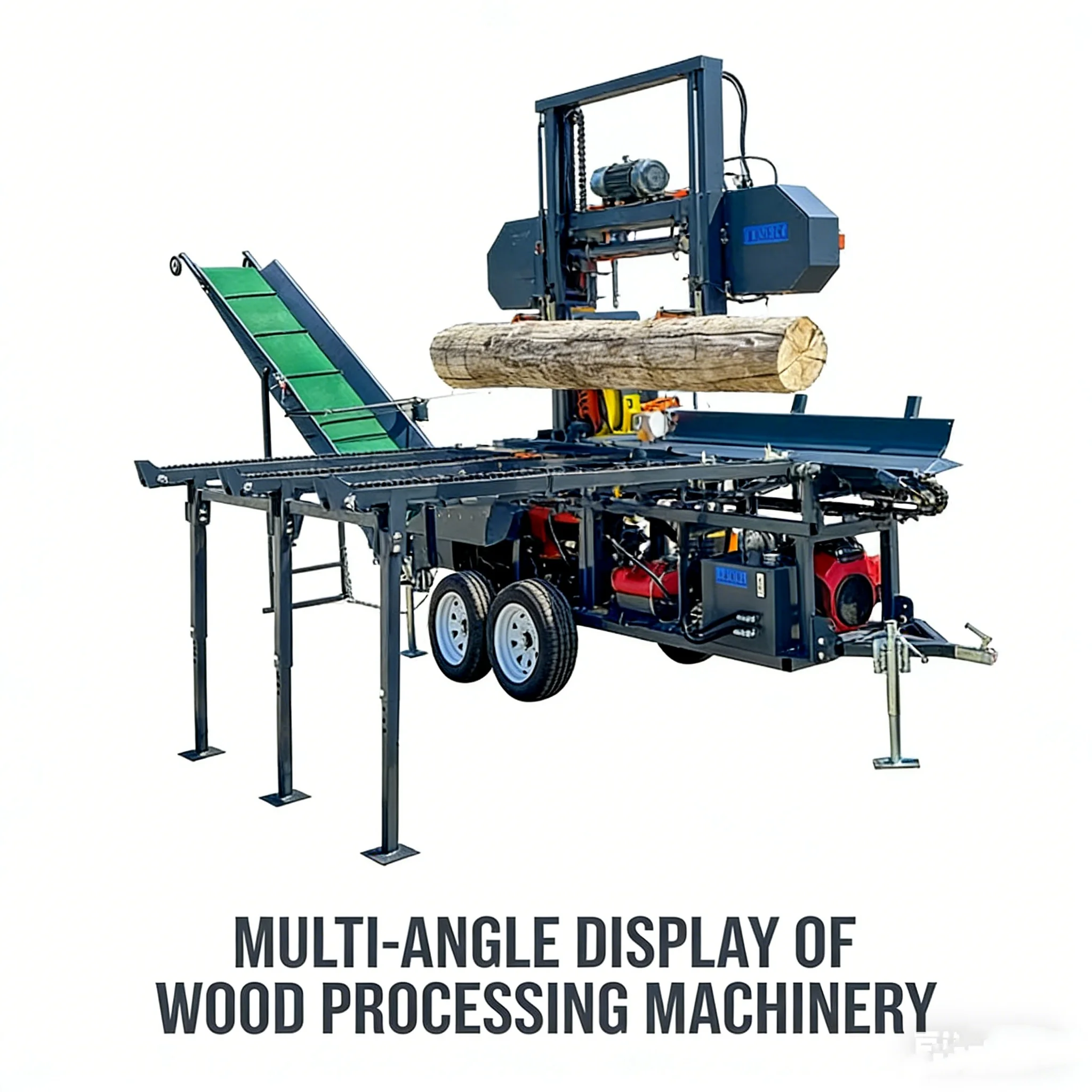 30-ton hydraulic mobile firewood processor, portable wood splitter, suitable for agriculture and forestry.