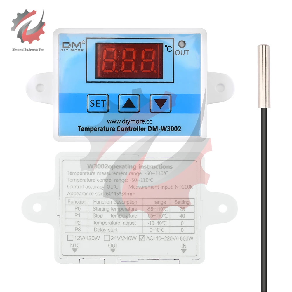 DM-W3002 110V 220V LED Digital Temperature Controller Temperature Regulator Sensor Thermostat Thermoregulator W3002