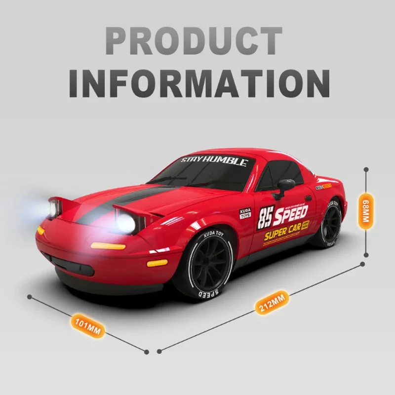 

1:28 Remote Control Drift Car MX5 with Pop-up Headlights & LED Lights, Racing Car Model Kids Toy Birthday Gift