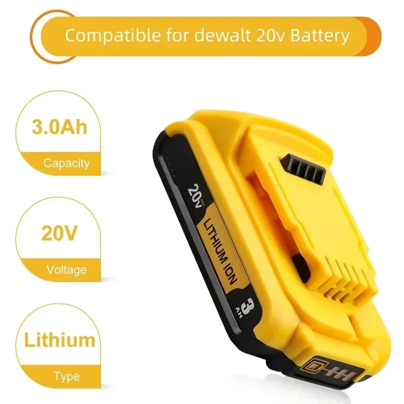 Zamiennik akumulatorów litowo-jonowych 20 V 3 Ah do elektronarzędzi DeWalt 18 V/20 V MAX kompatybilnych z DCB203 DCB206 DCB205 DCB204 DCB200