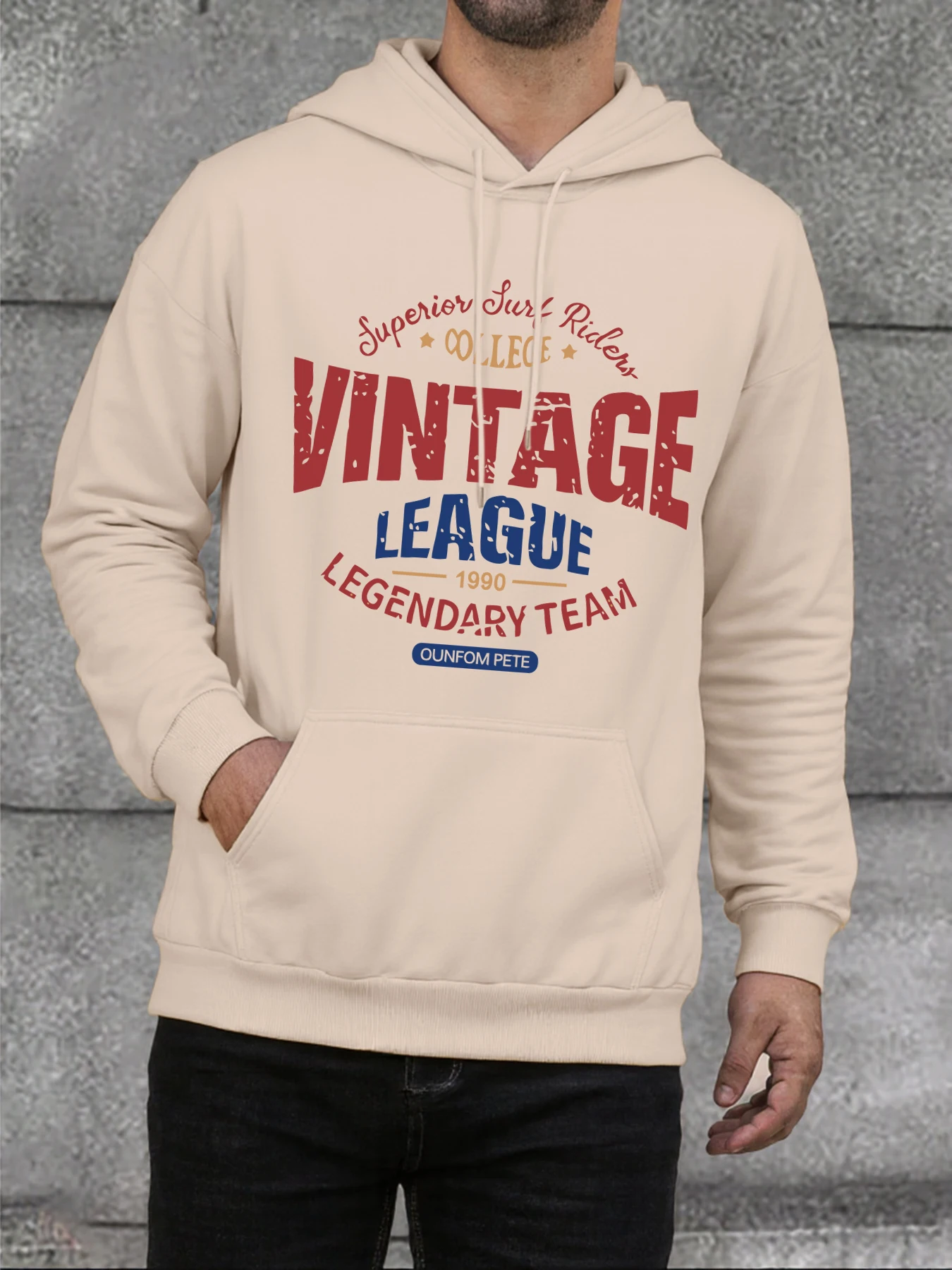 Vintage League Brief Drucke Mann Hoodies Mode Lässig Hoodie Straße Lose Hoody Hohe Qualität Hip Hop Warme Mann Pullover tops