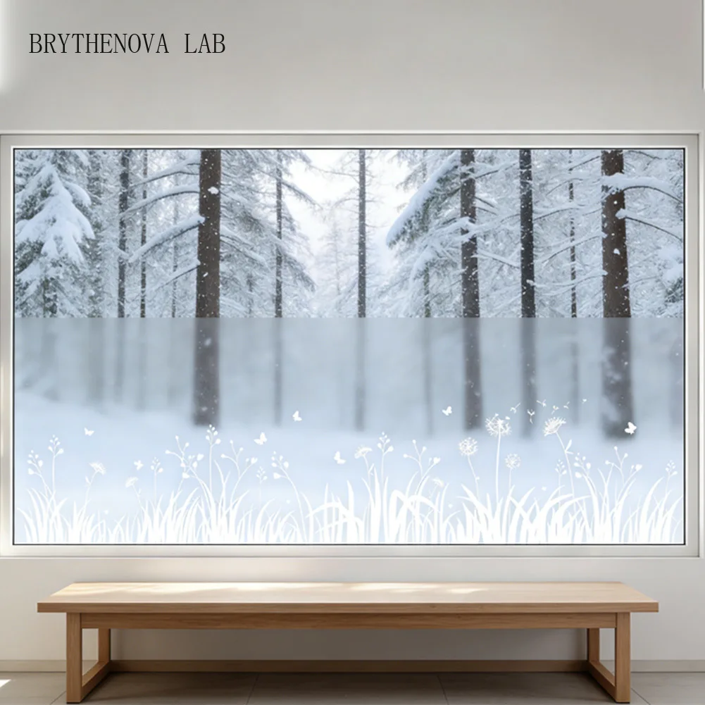 Elegant Dandelion Butterfly Frosted Glass Privacy Sticker PVC UV Resistant for Home Office 45x200cm or 45x300cm Size