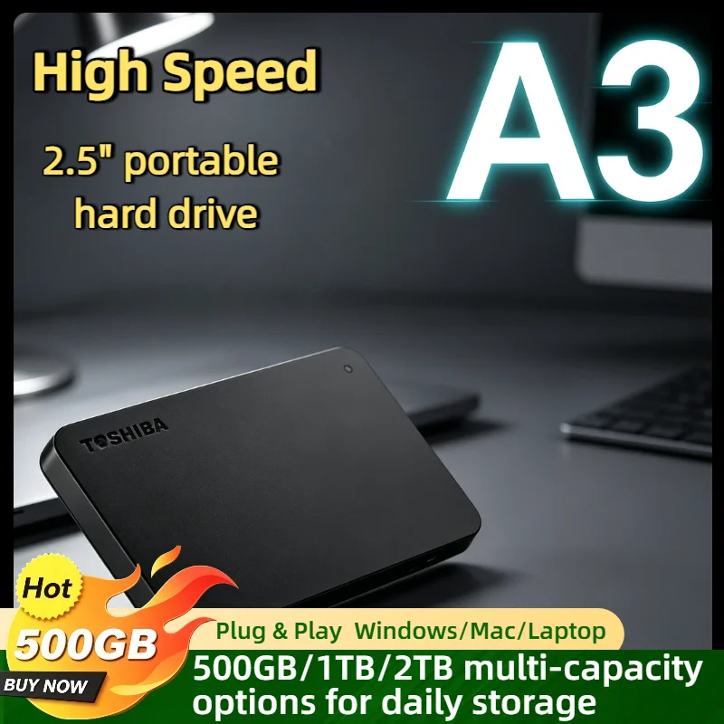 OEM For Toshiba A3 Expansion USB 3.0 500GB 1TB 2TB 2.5 Inch Portable External HDD Hard Disk Drive Box Storage Compact Pro