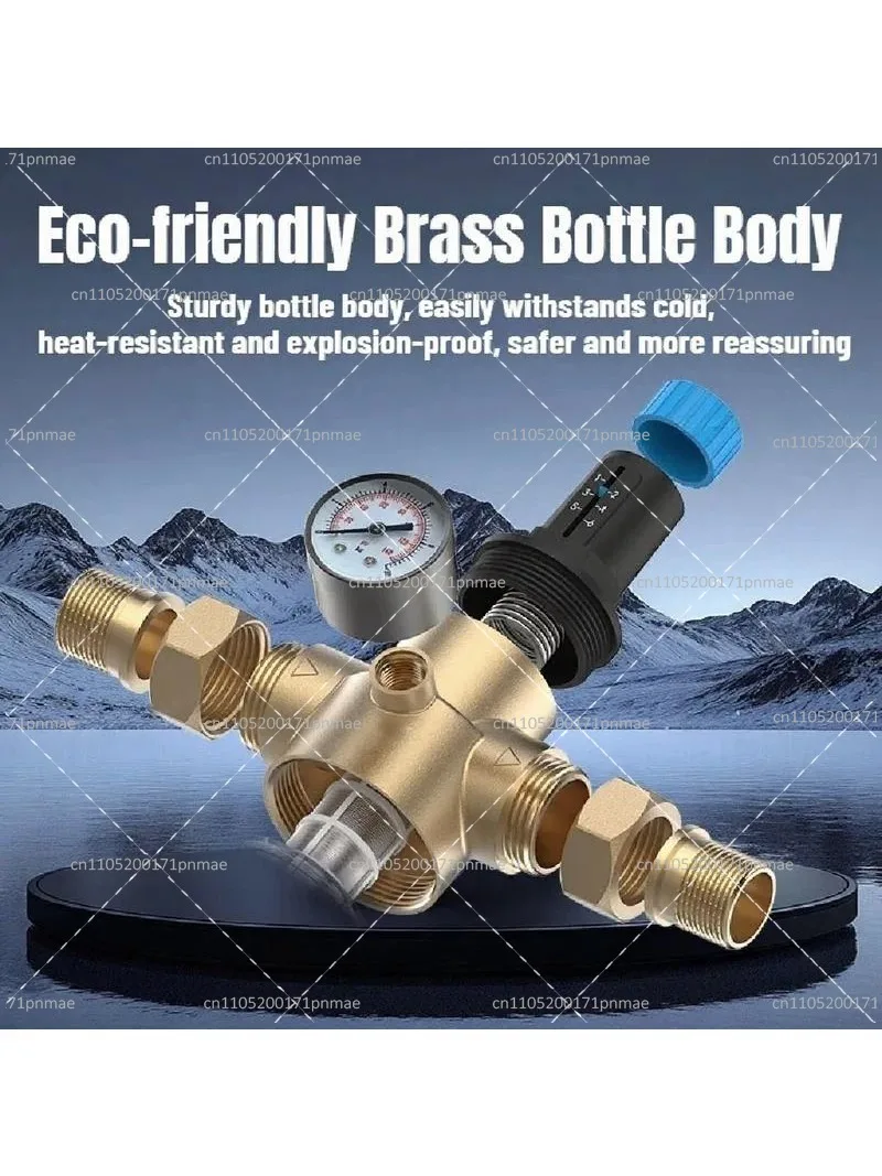 

Brass Pressure Reducing Valve with Gauge, DN25 DN32 Pipeline High Flow Filter, 2-Way Static Pressure Regulator
