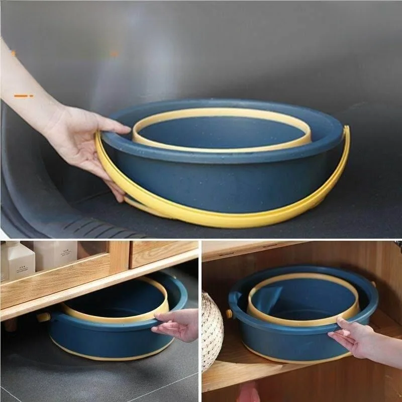 

Portable Folding Plastic Bucket Women's Toilet Outdoor Fishing Car Wash Water Storage Bucket round Shape Home Use Bucket