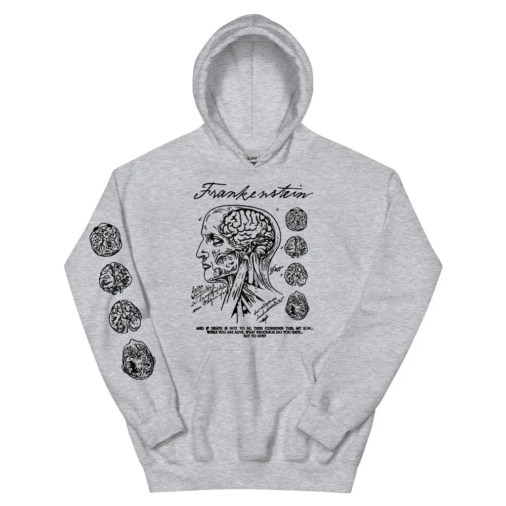 

Толстовка с капюшоном Франкенштейна, анатомический рисунок, флисовые толстовки с длинными рукавами и капюшоном, мужские свободные повседневные пуловеры с графическим принтом, уличная одежда