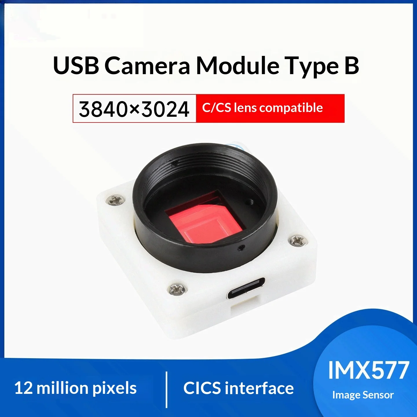 IMX577 USB Camera 12MP, C/CS Mount Lens Compatible Webcam for Raspberry Pi PC Industrial Vision