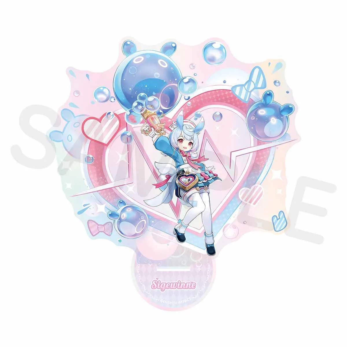 Anime Genshin Impact Sigewinne Acrylic Desktop Stand Figure Decor Keychain Pendant Pin Badge Bags Brooch Ticket Stub