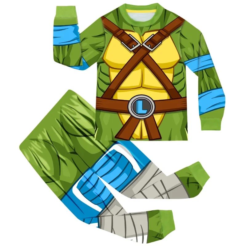 3 قطع من أزياء سلاحف النينجا المتحولة للمراهقين، أزياء أنيمي مطبوعة، تي شيرت علوي مع مجموعة قناع، مستلزمات الهالوين للأطفال #2