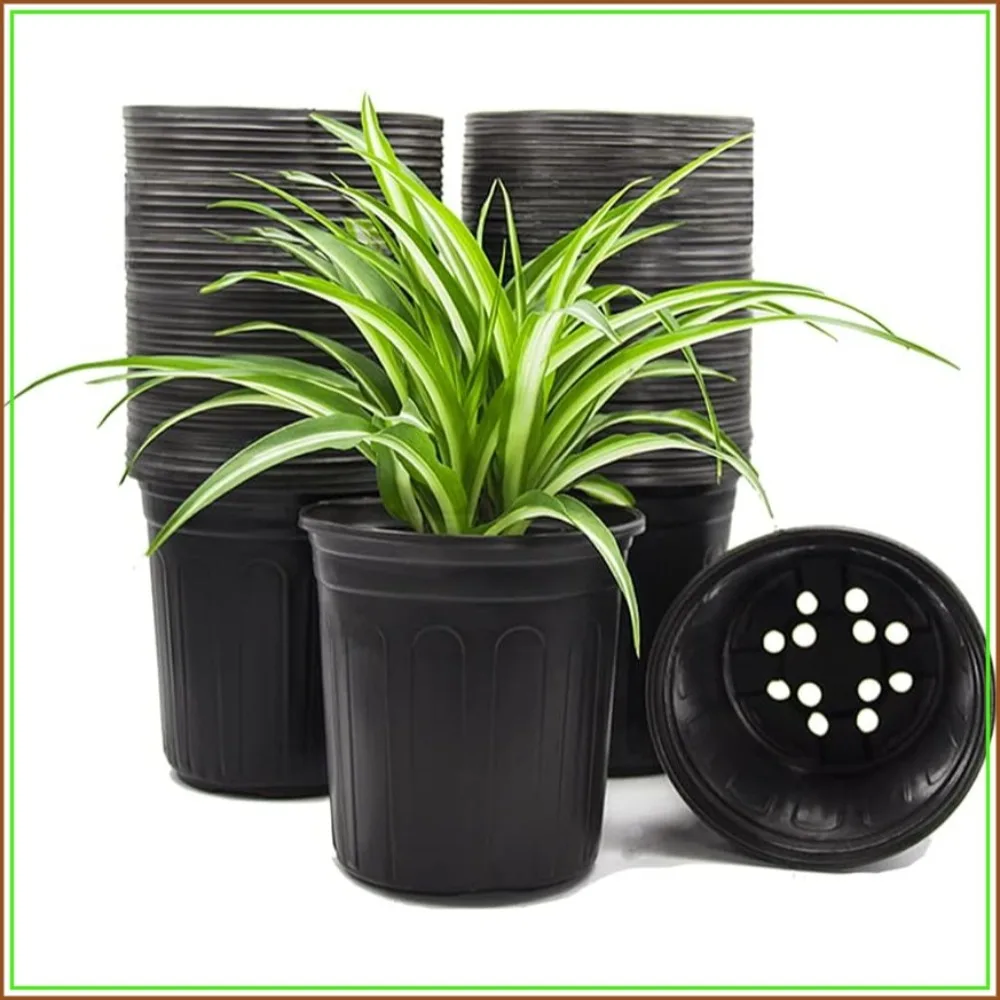 50-Pack 1 Gallon Flexible Flower Plant Nursery Pots, Thickened Soft Plastic Seed Starting Container for Succulents, Seedlings, Cuttings, Transplanting