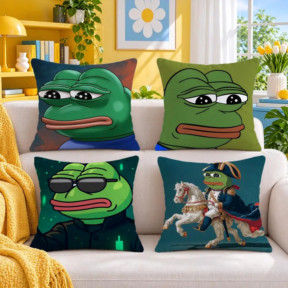 character Pepe The Frog Cushion Cover Throw Pillow Short Plush Fresh Bright Cushion for Bedroom Sofa Ornament Present Gift