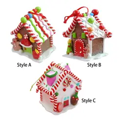 Christmas Gingerbread House Statue Xmas Tree Ornaments Resin Tabletop Decoration Xmas Table Centerpieces for Christmas Party