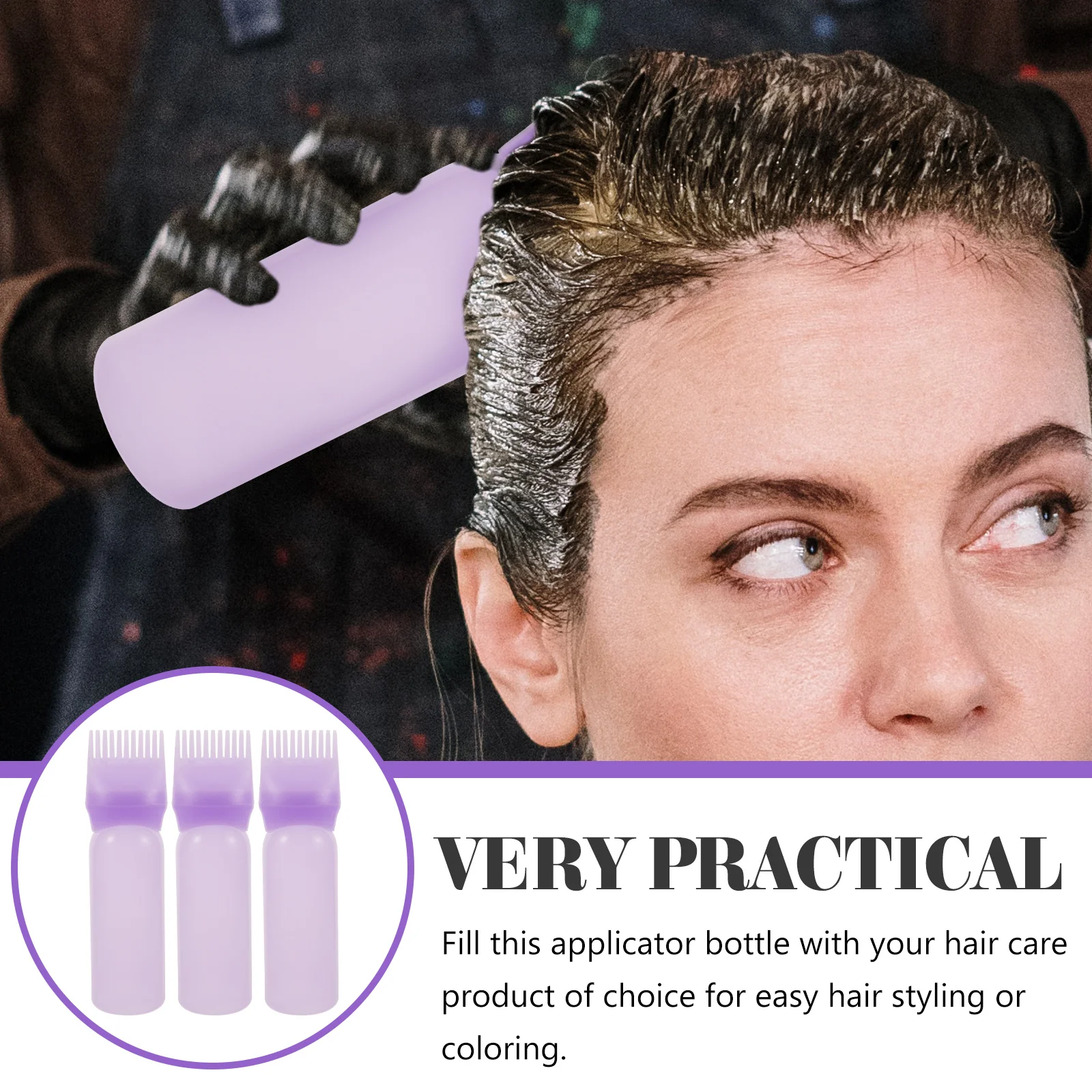 

3 Pcs Perm Potion Bottle Root Oil Applicator Hair with Comb Dye Application Bottles Plastic Dispenser for Travel