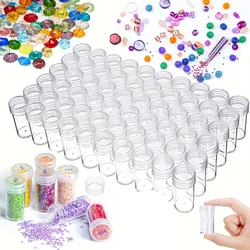 30Pcs Clear Round Bottle Organizer, Rhinestone Mosaic Art , DIY Beaded Jewelry Nail Art Diamond Painting Crafts